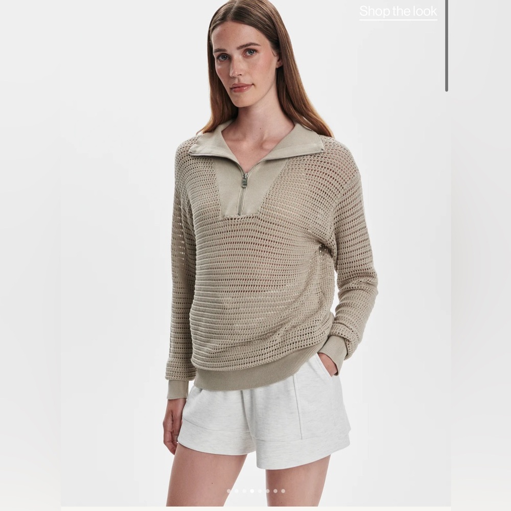 Varley Billy Half Zip Knit in Cashmere Stone - 100% Cotton - Small